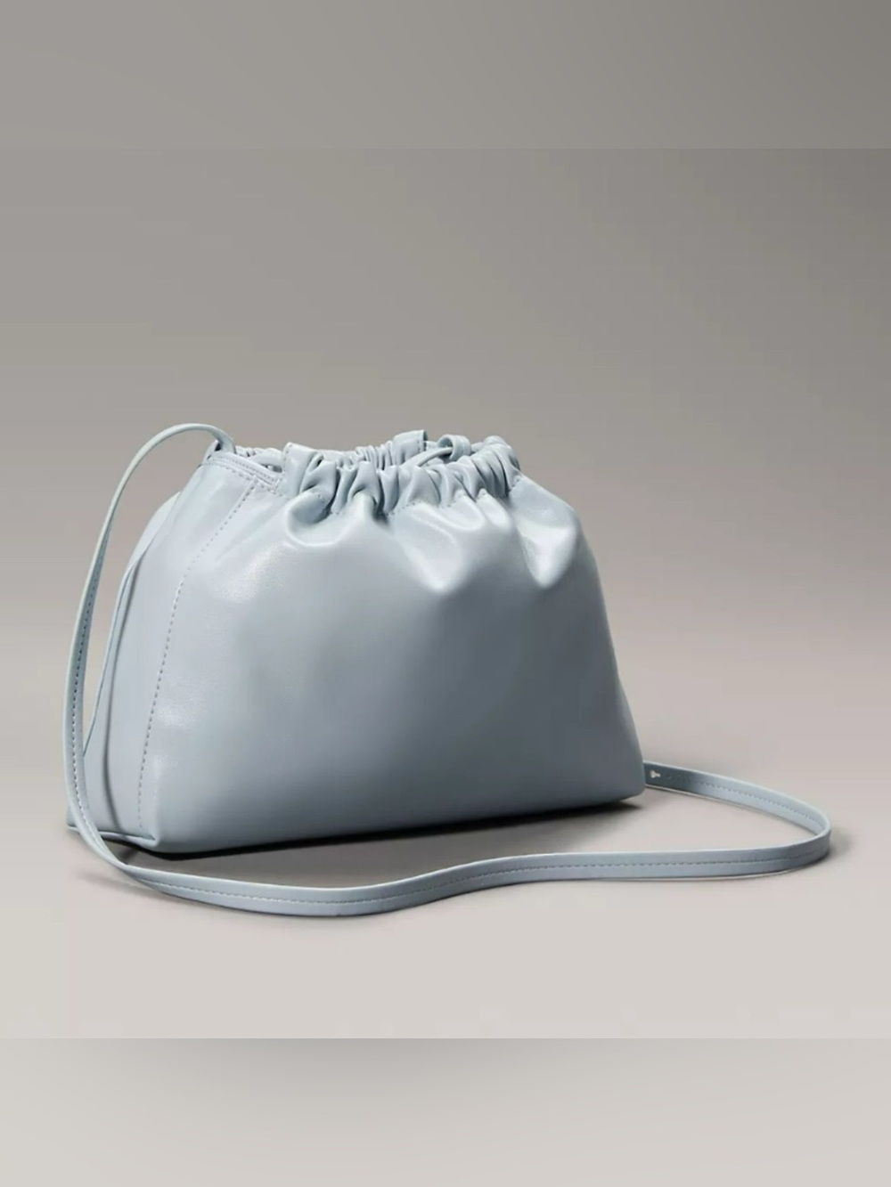 NWT Calvin Klein Drawstring Crossbody Bag Pearl Blue